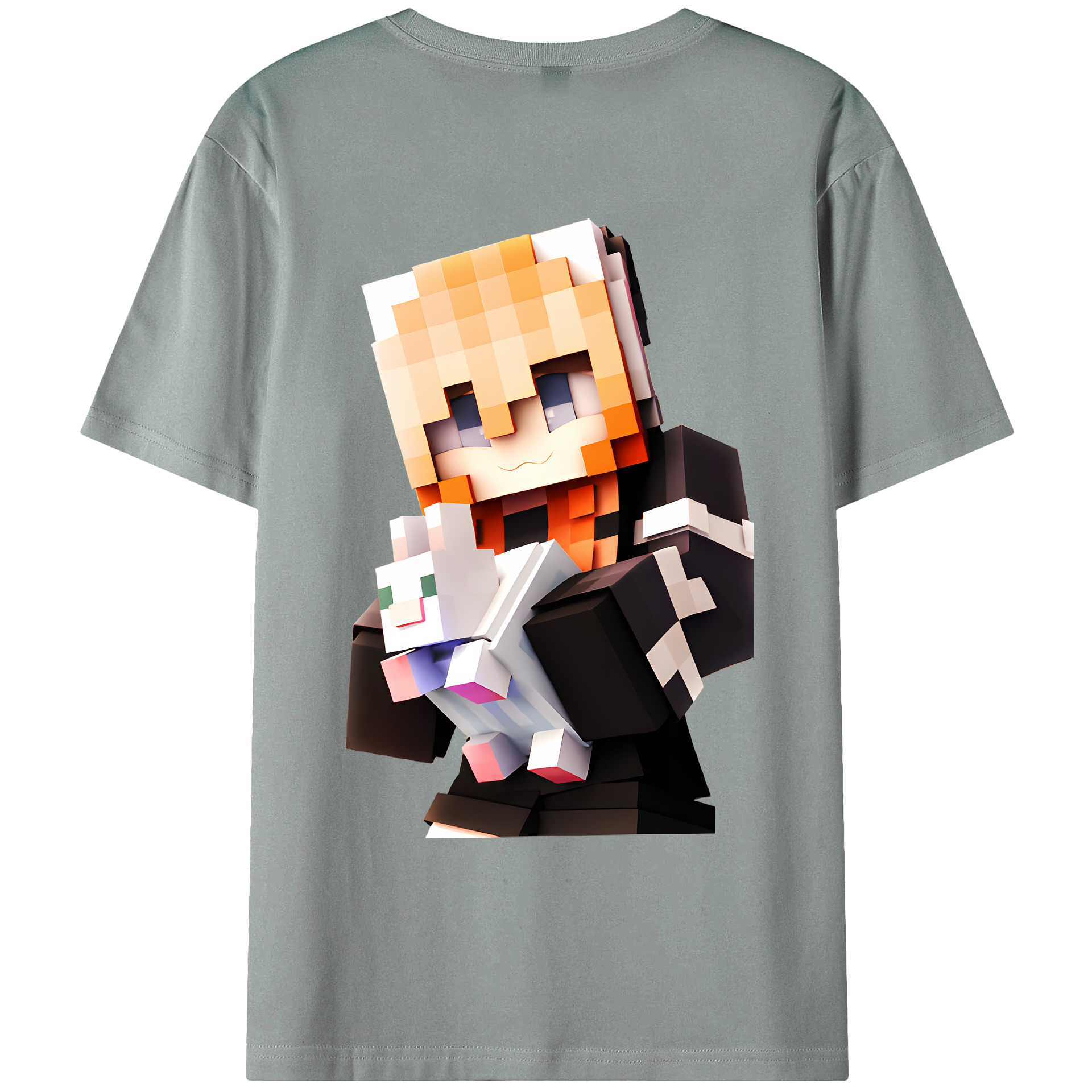 （画像用） マインクラフト ブロックの世界 Minecraft MC Block world 綿100％ メンズ半袖Tシャツ（バックプリント） 通気性